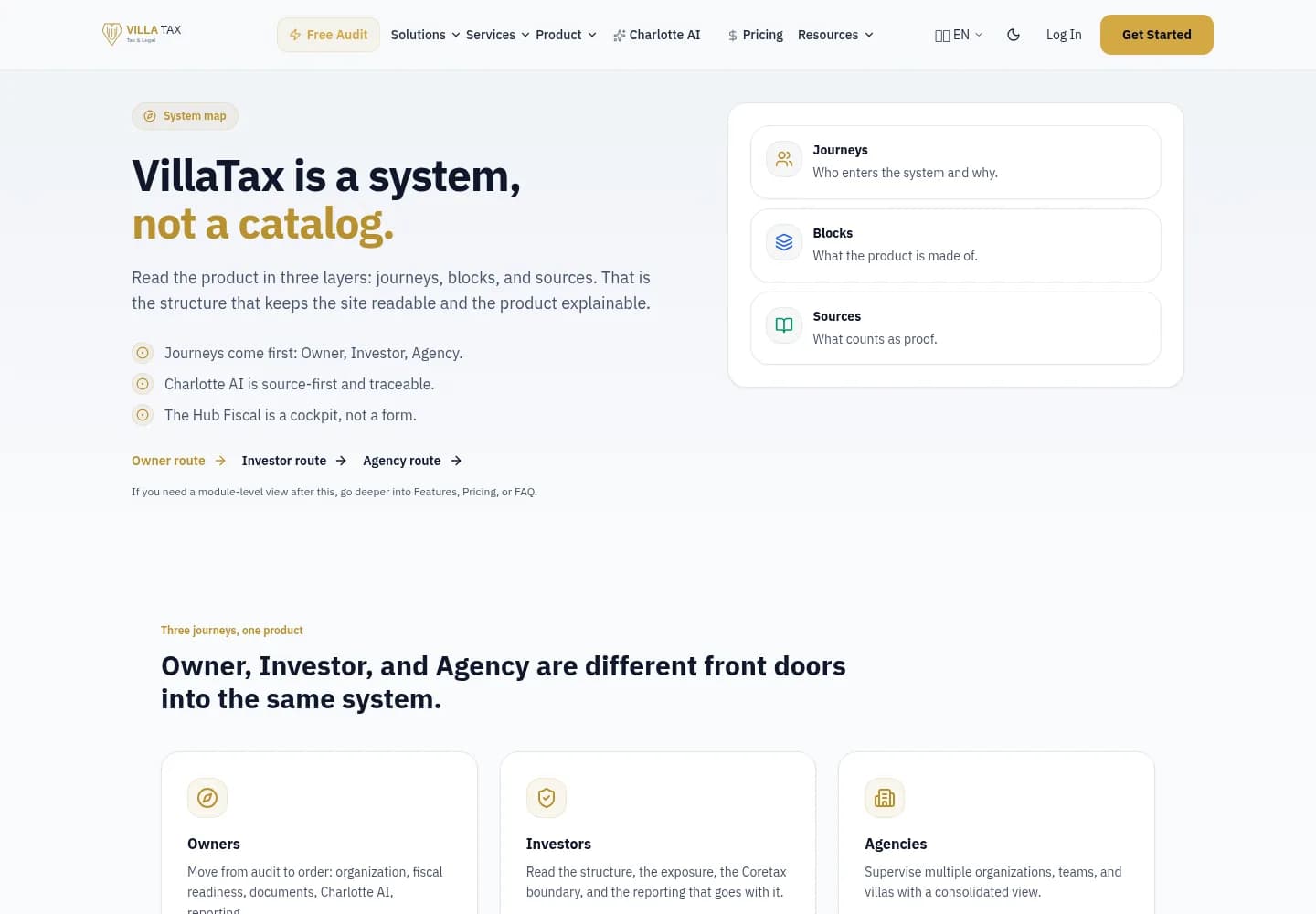 VillaTax public product architecture interface